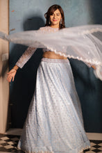 GULABO - Sky Blue Embroidered Net Readymade Lehenga