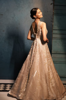 Cadenza -GOLD Embroidered Gown In Cutdana Work.