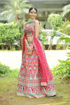 KALISTA- Multicolour Fuscia Pink Lehenga