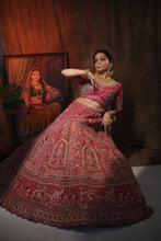 SHANNO Red 14 Kali Embroidered Bridal Lehenga Blouse With Scallop Dupatta.