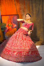 SHANNO Red 14 Kali Embroidered Bridal Lehenga Blouse With Scallop Dupatta .