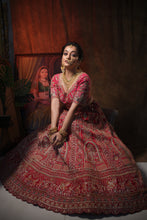 SHANNO Red 14 Kali Embroidered Bridal Lehenga Blouse With Scallop Dupatta.