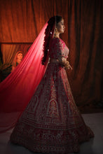 SHANNO Red 14 Kali Embroidered Bridal Lehenga Blouse With Scallop Dupatta.