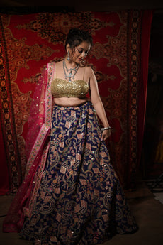 Kalista-  Blue Resham work Lehenga set