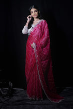 ARANZA-Peach Blush Organza Saree with Zariwork Embroidery  And Unstitched Blouse