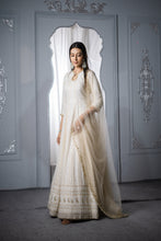 ALICA - WHITE long anarkali with sequence and with dupatta with border. (Copy)