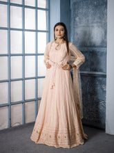 ALICA - Peach Pink long Anarkali with sequence and with dupatta with border.