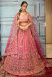 Mahira Rani Pink Embroidered Bridal Lehenga Blouse in 14 Kali With Scallop Dupatta