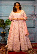 ALICA - Peach Pink long anarkali with sequence and with dupatta with border..