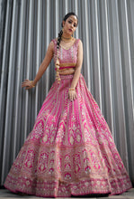 SHANNO pink 14 Kali Embroidered Bridal Lehenga Blouse With Scallop Dupatta