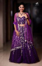 Lashkaraa Purple Net Lehenga Choli Set In Sequins ,Cutdana Work.