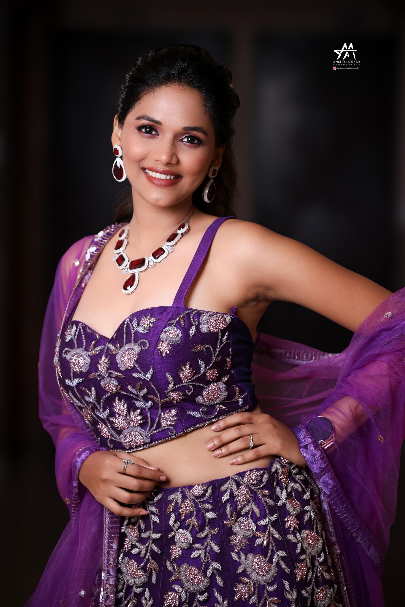 Lashkaraa Purple Net Lehenga Choli Set In Sequins ,Cutdana Work.