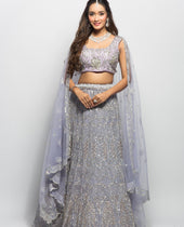 NORA- Lavender Pearlwork Net Readymade Lehenga