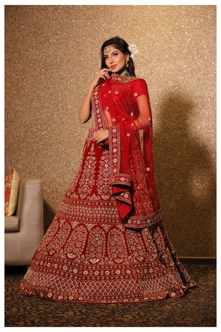 MAROON VELVET 'HERA' LEHENGA