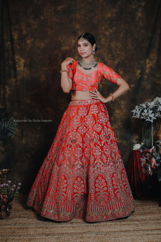 RED VELVET AMRAPALI  LEHENGA