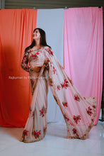 PEACH NET SITARA SAREE