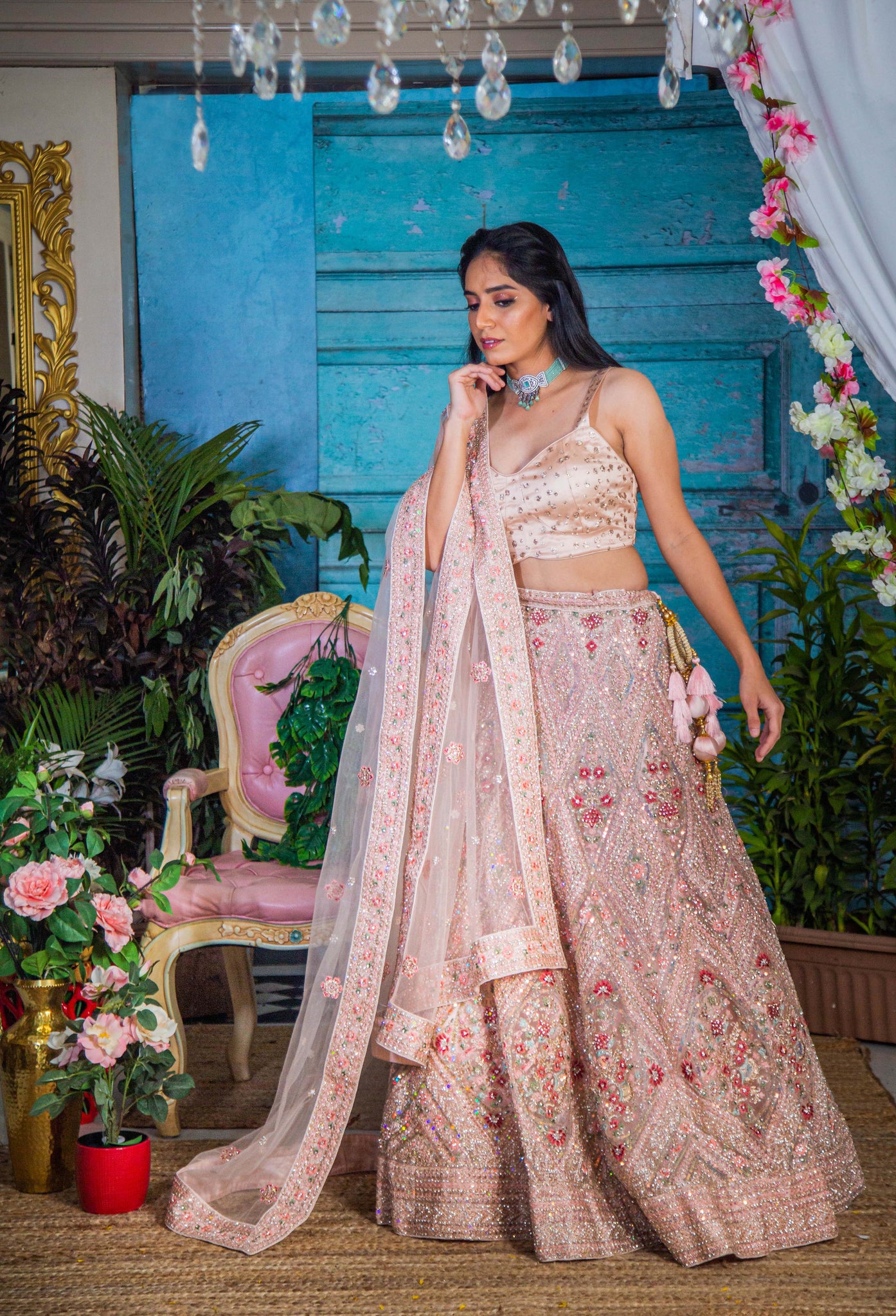 Lemon Yellow & Peach Party Bridal Lehengas, Prestige, London, UK