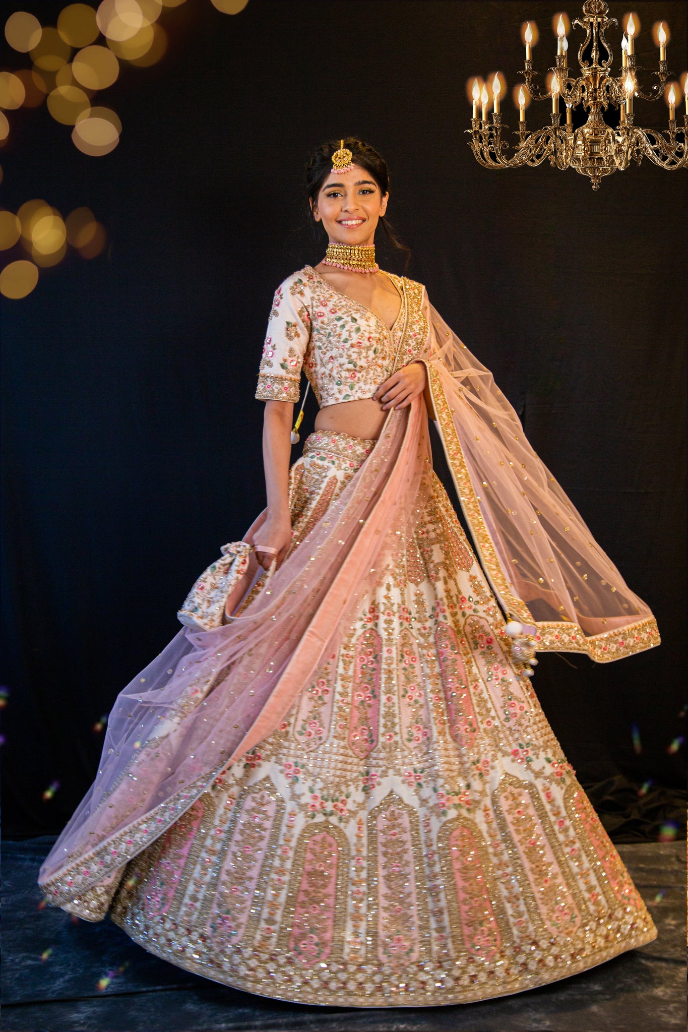 WHITE PINK 'SEHER' LEHENGA