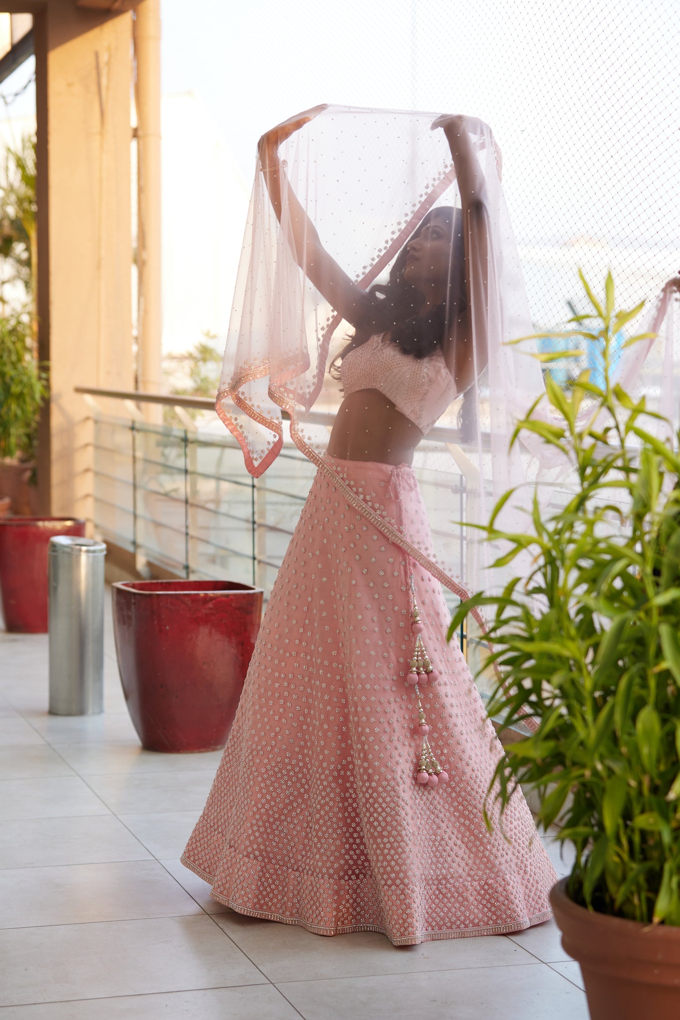 PEACH CRYSTAL 'AAINA' LEHENGA