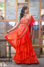 RUFFLE ORANGE SAREE