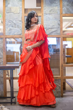 RUFFLE ORANGE SAREE