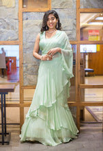 MINT GREEN RUFFLE SAREE