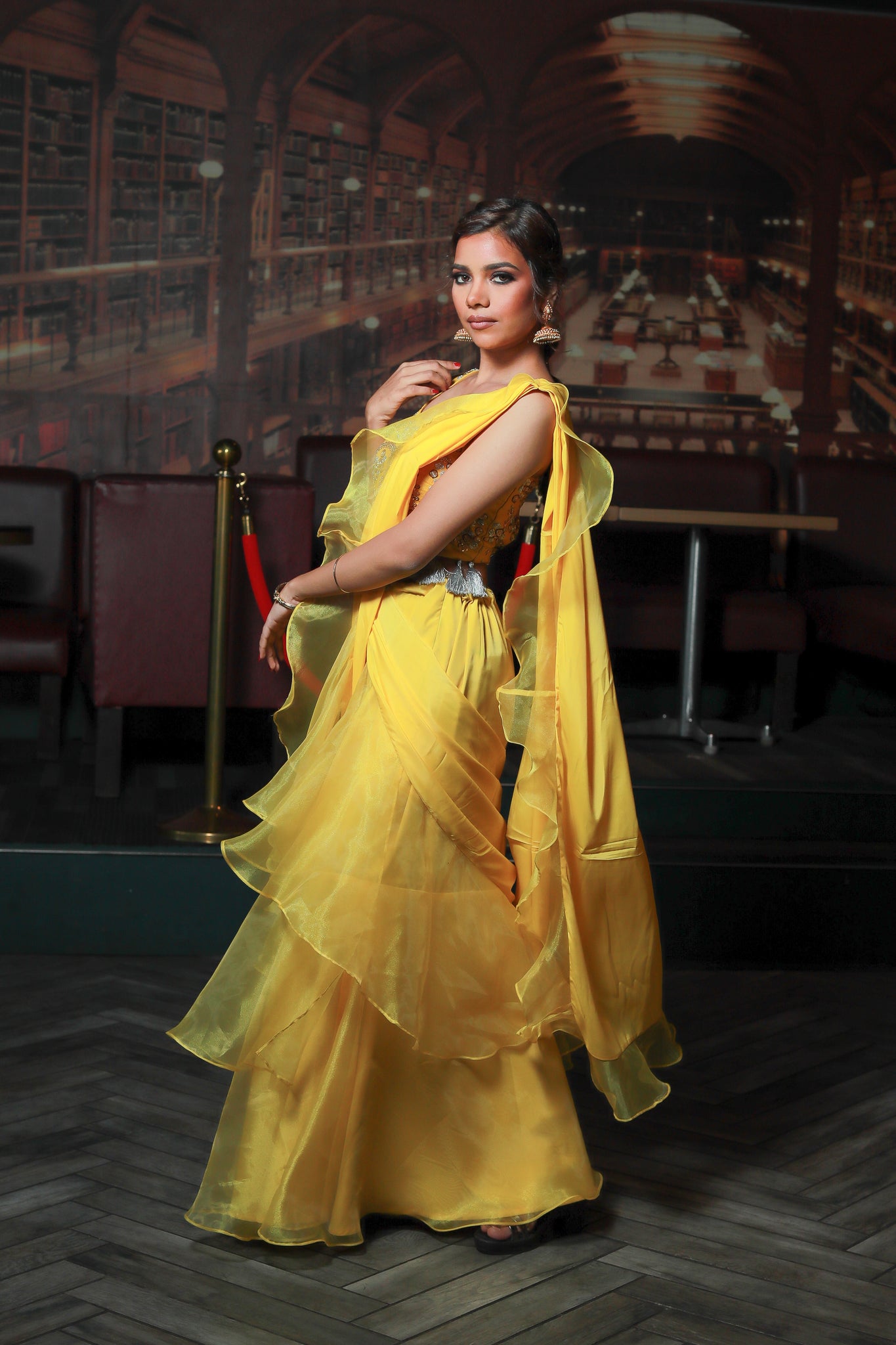 YELLOW CRAPE 'O SOLE MIO' SAREE